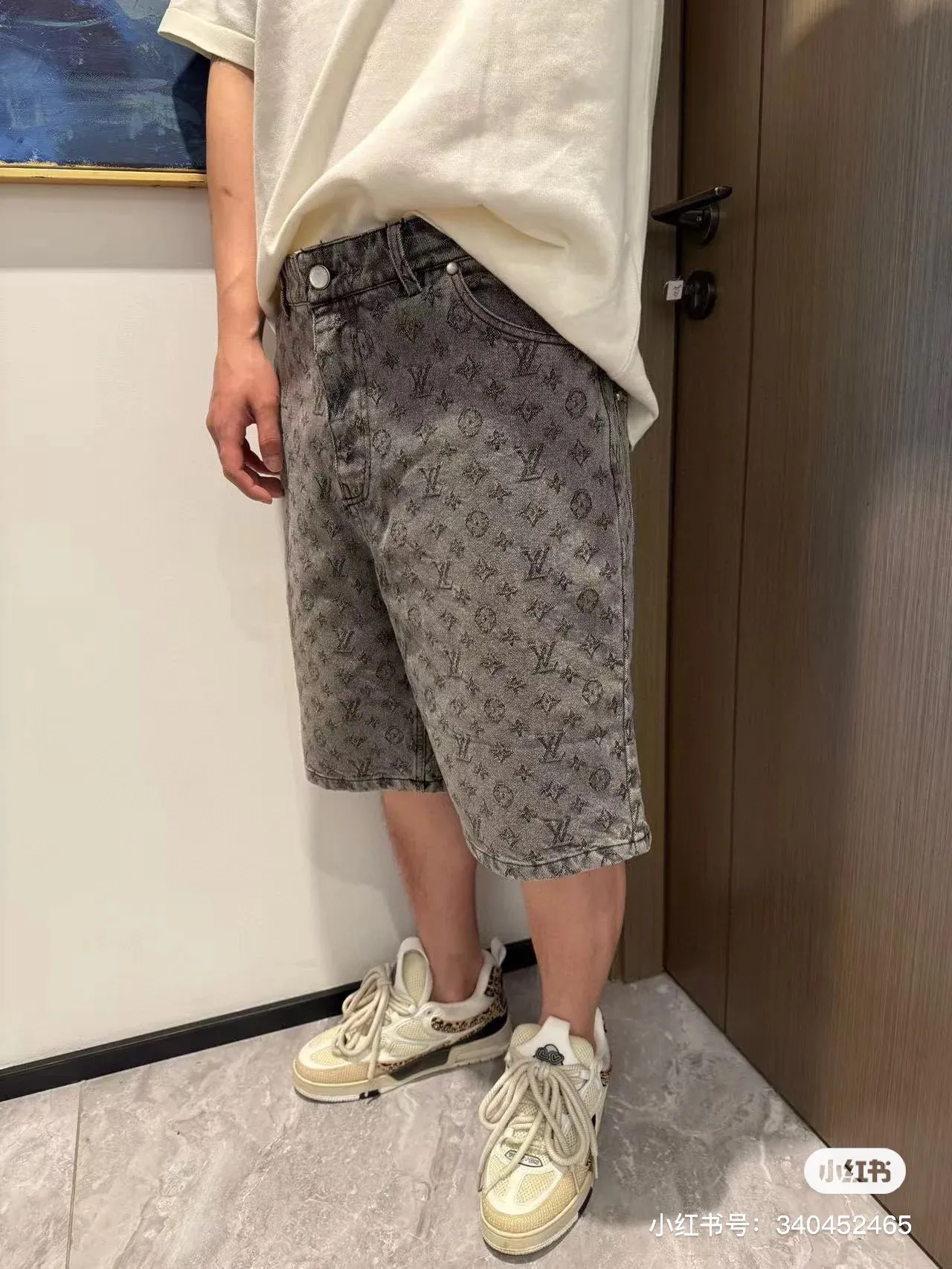 Louis Vuitton/Louis Vuitton 26ss dark pattern presbyopia suit denim shorts